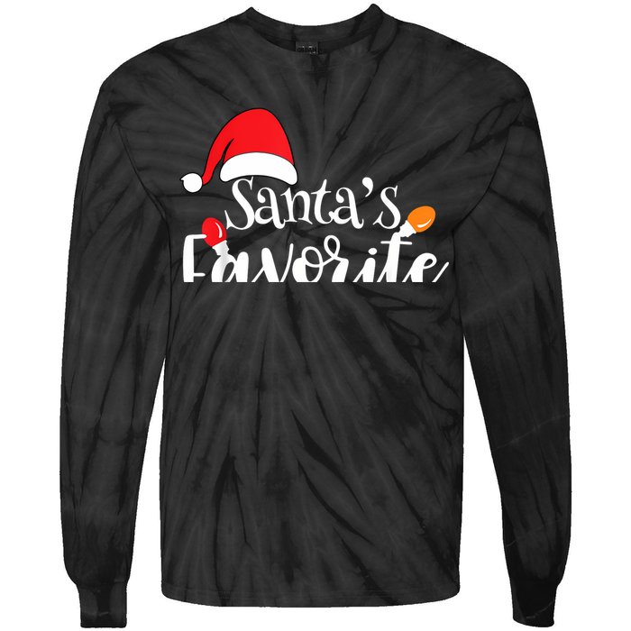 SantaS Favorite Pto Christmas Lights Santa Hat Tie-Dye Long Sleeve Shirt