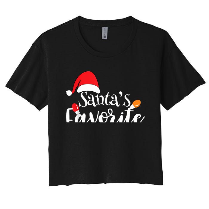 SantaS Favorite Pto Christmas Lights Santa Hat Women's Crop Top Tee