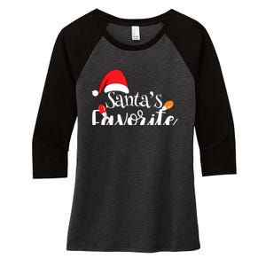 SantaS Favorite Pto Christmas Lights Santa Hat Women's Tri-Blend 3/4-Sleeve Raglan Shirt