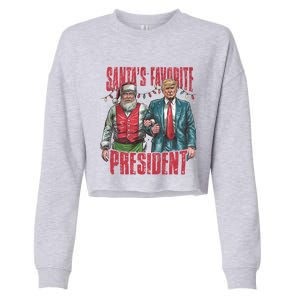 SantaS Favorite President Funny Trump Christmas Lights Xmas Great Gift Cropped Pullover Crew