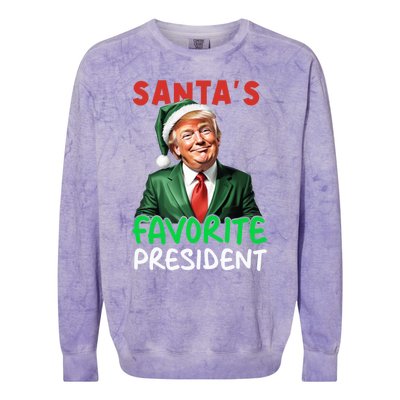 SantaS Favorite President Funny Trump Christmas Santa Hat Gift Colorblast Crewneck Sweatshirt