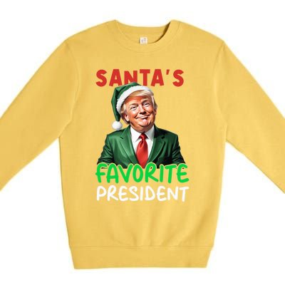 SantaS Favorite President Funny Trump Christmas Santa Hat Gift Premium Crewneck Sweatshirt