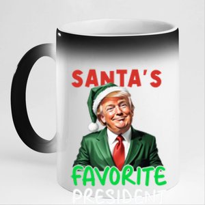 SantaS Favorite President Funny Trump Christmas Santa Hat Gift 11oz Black Color Changing Mug