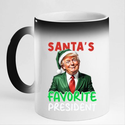 SantaS Favorite President Funny Trump Christmas Santa Hat Gift 11oz Black Color Changing Mug