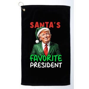 SantaS Favorite President Funny Trump Christmas Santa Hat Gift Platinum Collection Golf Towel