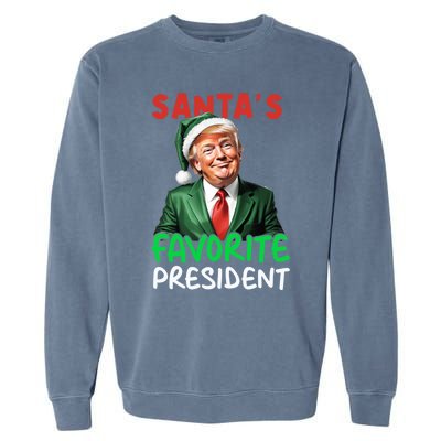 SantaS Favorite President Funny Trump Christmas Santa Hat Gift Garment-Dyed Sweatshirt