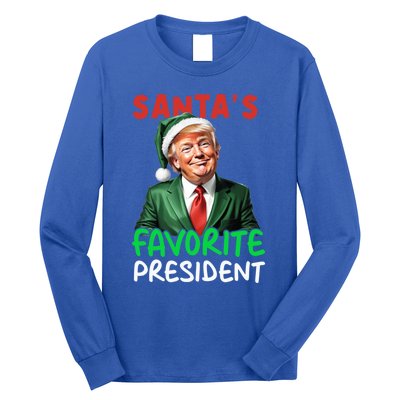 SantaS Favorite President Funny Trump Christmas Santa Hat Gift Long Sleeve Shirt