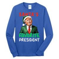 SantaS Favorite President Funny Trump Christmas Santa Hat Gift Tall Long Sleeve T-Shirt