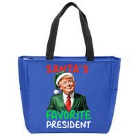 SantaS Favorite President Funny Trump Christmas Santa Hat Gift Zip Tote Bag