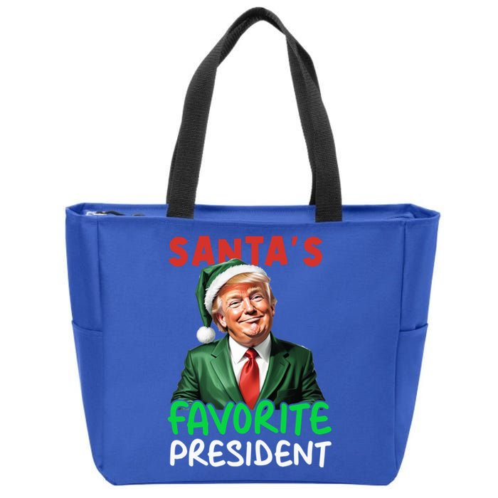 SantaS Favorite President Funny Trump Christmas Santa Hat Gift Zip Tote Bag