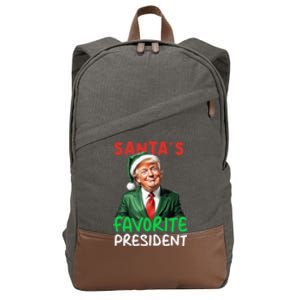 SantaS Favorite President Funny Trump Christmas Santa Hat Gift Cotton Canvas Backpack