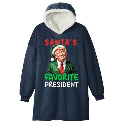 SantaS Favorite President Funny Trump Christmas Santa Hat Gift Hooded Wearable Blanket