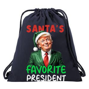 SantaS Favorite President Funny Trump Christmas Santa Hat Gift Drawstring Bag