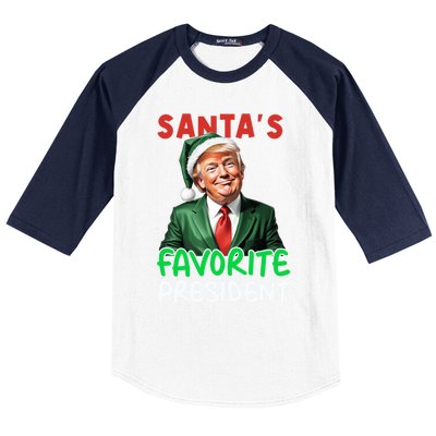 SantaS Favorite President Funny Trump Christmas Santa Hat Gift Baseball Sleeve Shirt