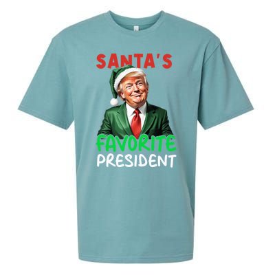 SantaS Favorite President Funny Trump Christmas Santa Hat Gift Sueded Cloud Jersey T-Shirt