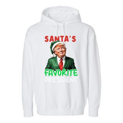 SantaS Favorite President Funny Trump Christmas Santa Hat Gift Garment-Dyed Fleece Hoodie