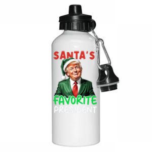 SantaS Favorite President Funny Trump Christmas Santa Hat Gift Aluminum Water Bottle