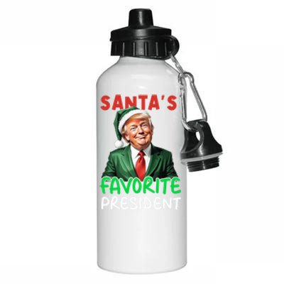 SantaS Favorite President Funny Trump Christmas Santa Hat Gift Aluminum Water Bottle