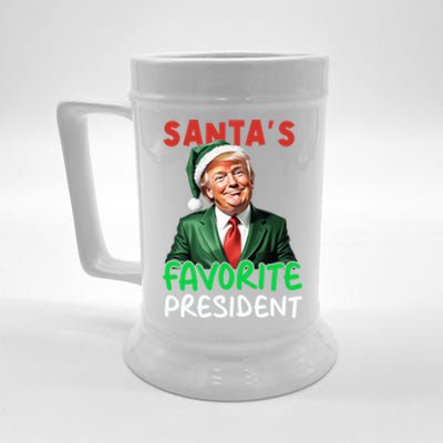 SantaS Favorite President Funny Trump Christmas Santa Hat Gift Beer Stein