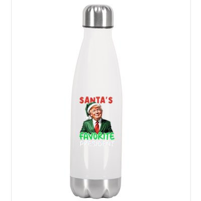 SantaS Favorite President Funny Trump Christmas Santa Hat Gift Stainless Steel Insulated Water Bottle