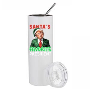 SantaS Favorite President Funny Trump Christmas Santa Hat Gift Stainless Steel Tumbler