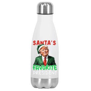 SantaS Favorite President Funny Trump Christmas Santa Hat Gift Stainless Steel Insulated Water Bottle