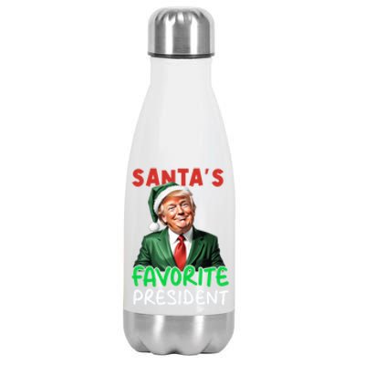 SantaS Favorite President Funny Trump Christmas Santa Hat Gift Stainless Steel Insulated Water Bottle