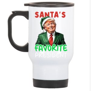 SantaS Favorite President Funny Trump Christmas Santa Hat Gift Stainless Steel Travel Mug