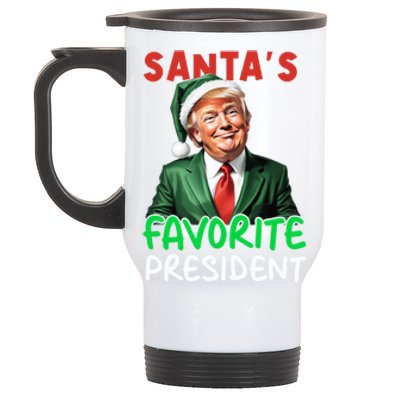 SantaS Favorite President Funny Trump Christmas Santa Hat Gift Stainless Steel Travel Mug