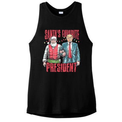 SantaS Favorite President Funny Trump Christmas Xmas Pajama Gift Ladies PosiCharge Tri-Blend Wicking Tank