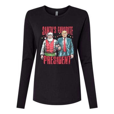 SantaS Favorite President Funny Trump Christmas Xmas Pajama Gift Womens Cotton Relaxed Long Sleeve T-Shirt