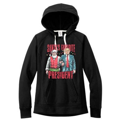 SantaS Favorite President Funny Trump Christmas Xmas Pajama Gift Women's Fleece Hoodie