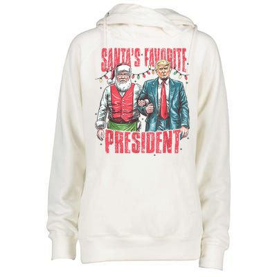 SantaS Favorite President Funny Trump Christmas Xmas Pajama Gift Womens Funnel Neck Pullover Hood