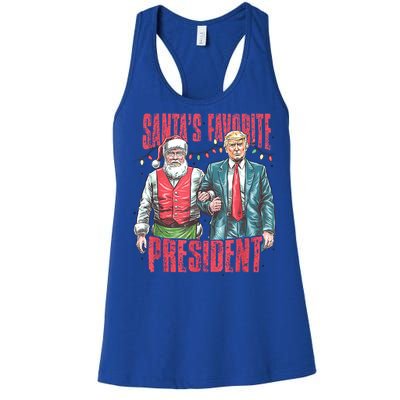 SantaS Favorite President Funny Trump Christmas Xmas Pajama Gift Women's Racerback Tank