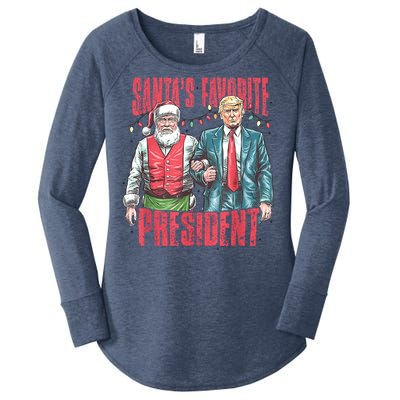 SantaS Favorite President Funny Trump Christmas Xmas Pajama Gift Women's Perfect Tri Tunic Long Sleeve Shirt