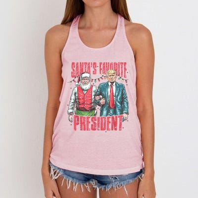 SantaS Favorite President Funny Trump Christmas Xmas Pajama Gift Women's Knotted Racerback Tank