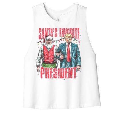 SantaS Favorite President Funny Trump Christmas Xmas Pajama Gift Women's Racerback Cropped Tank