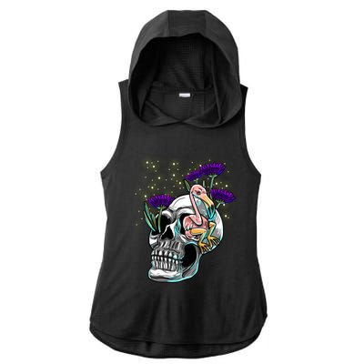 Skull Flamingo Purple Daisy Rave Techno Music Edm Lover Gift Ladies PosiCharge Tri-Blend Wicking Draft Hoodie Tank