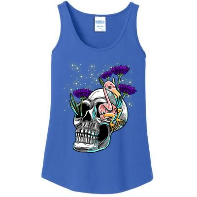 Skull Flamingo Purple Daisy Rave Techno Music Edm Lover Gift Ladies Essential Tank