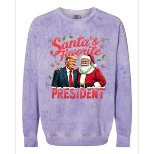 SantaS Favorite President Christmas Funny Trump Xmas Pajama Colorblast Crewneck Sweatshirt