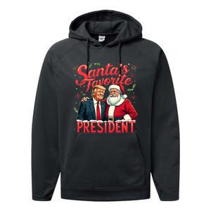 SantaS Favorite President Christmas Funny Trump Xmas Pajama Performance Fleece Hoodie