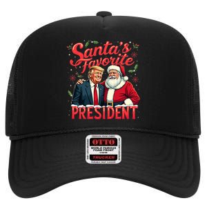 SantaS Favorite President Christmas Funny Trump Xmas Pajama High Crown Mesh Back Trucker Hat