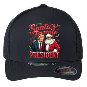 SantaS Favorite President Christmas Funny Trump Xmas Pajama Flexfit Unipanel Trucker Cap