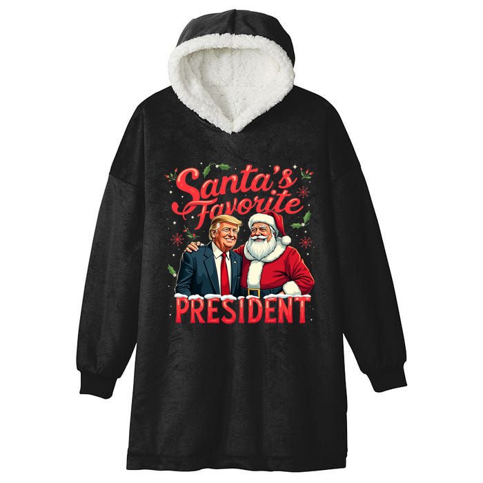 SantaS Favorite President Christmas Funny Trump Xmas Pajama Hooded Wearable Blanket