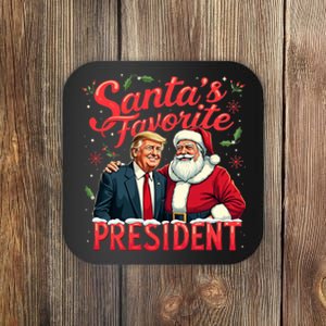 SantaS Favorite President Christmas Funny Trump Xmas Pajama Coaster