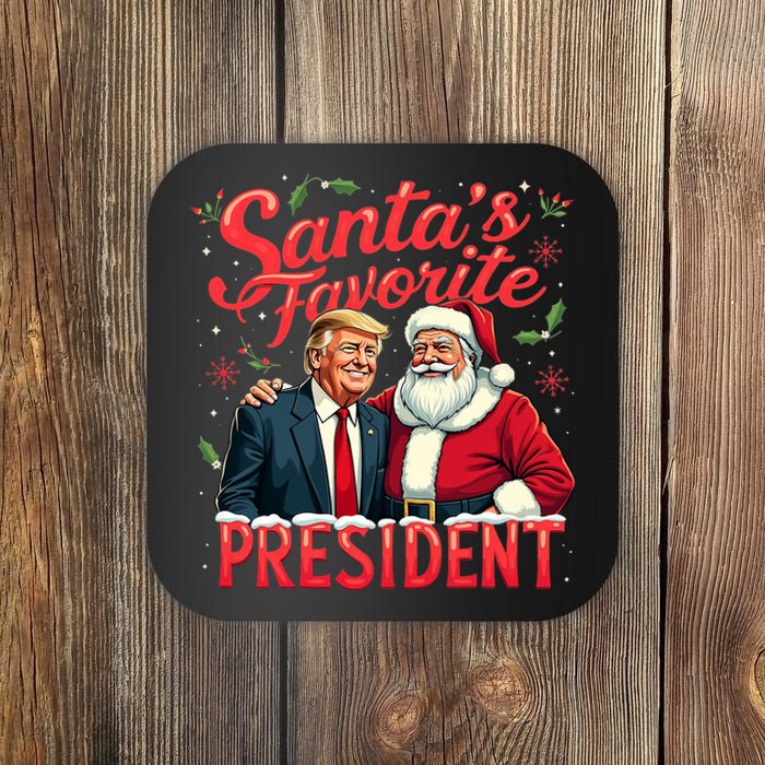 SantaS Favorite President Christmas Funny Trump Xmas Pajama Coaster