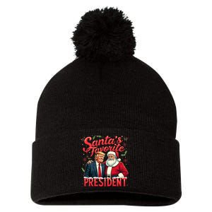 SantaS Favorite President Christmas Funny Trump Xmas Pajama Pom Pom 12in Knit Beanie