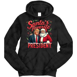 SantaS Favorite President Christmas Funny Trump Xmas Pajama Tie Dye Hoodie