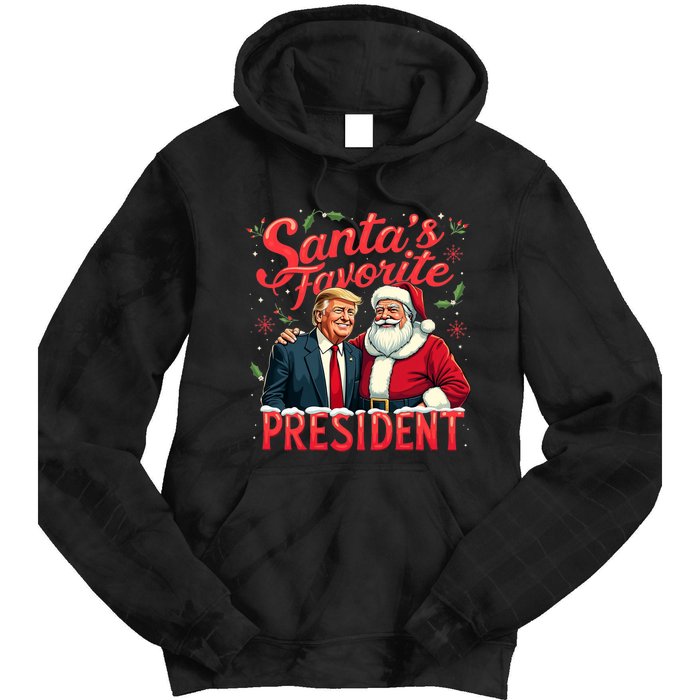 SantaS Favorite President Christmas Funny Trump Xmas Pajama Tie Dye Hoodie