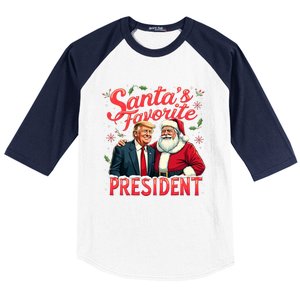 SantaS Favorite President Christmas Funny Trump Xmas Pajama Baseball Sleeve Shirt